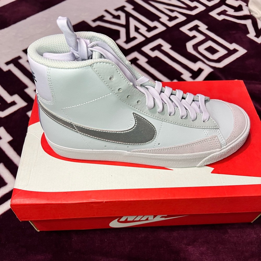 Nike High-Top Sneakers in White and Gray